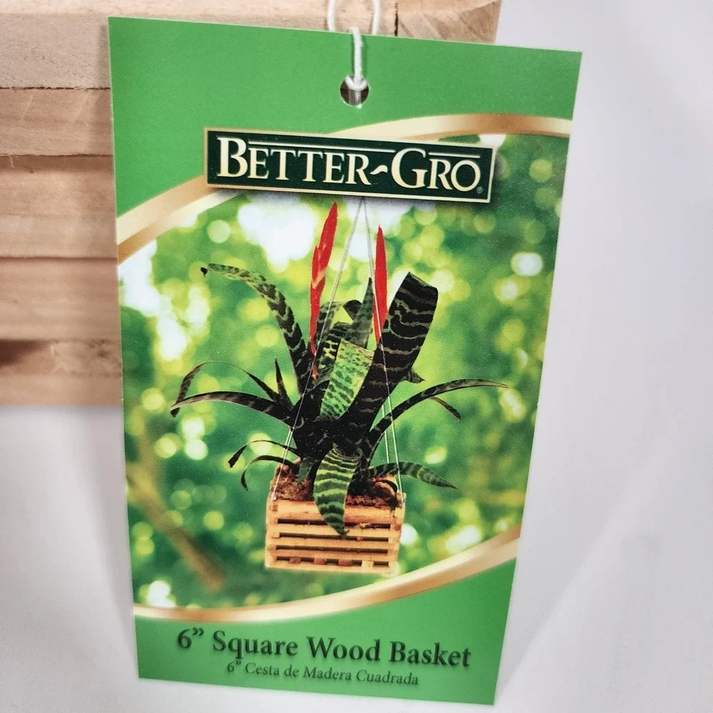 BetterGRO‎ Cedar Slat Vanda Orchid Basket 6in Square Hanging Planter